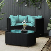 Lounge Tuinset van Poly Rattan met Eenvoudig Schoon en Geharde Glas - Tuinsets