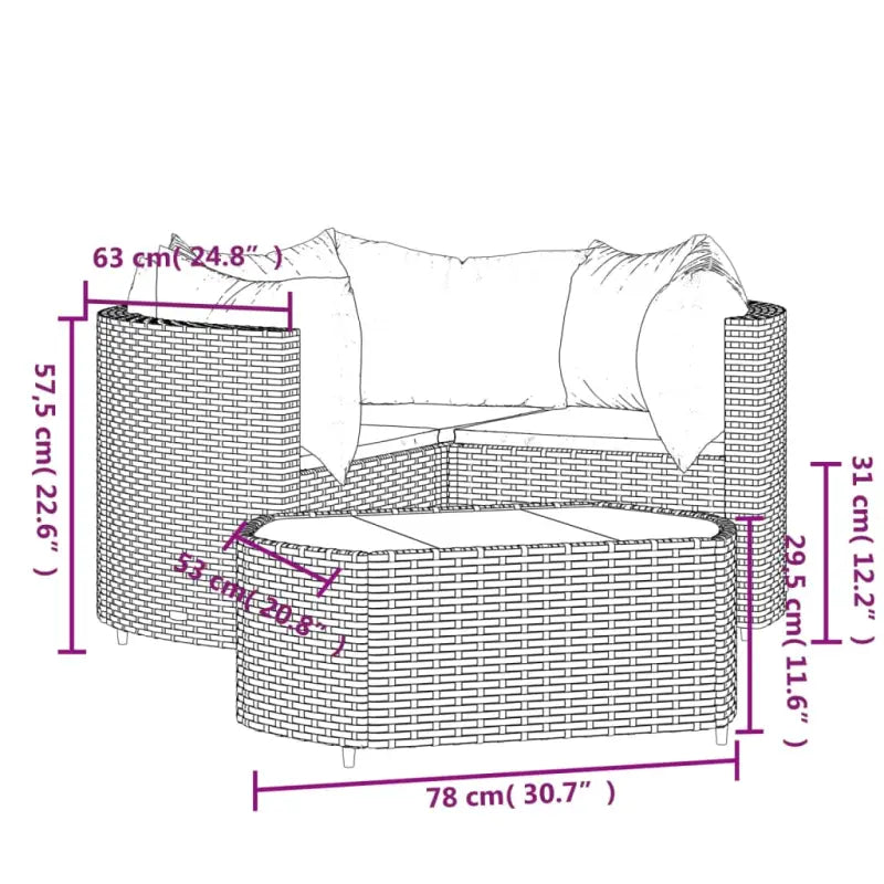 Lounge Tuinset van Poly Rattan met Eenvoudig Schoon en Geharde Glas - Tuinsets