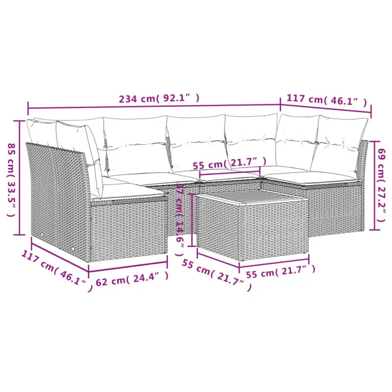 Lounge tuinset van poly rattan met gepoedercoat staal en ruime afmetingen - Tuinsets