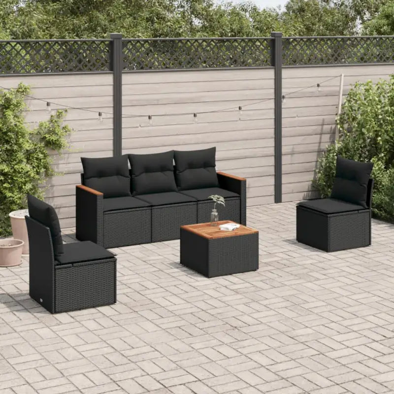Lounge tuinset van poly rattan met wasbare hoes en gepoedercoat staal - Zwart / Met tafel - Tuinsets