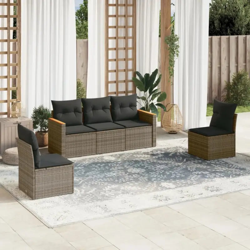 Lounge tuinset van poly rattan met wasbare hoes en gepoedercoat staal - Tuinsets