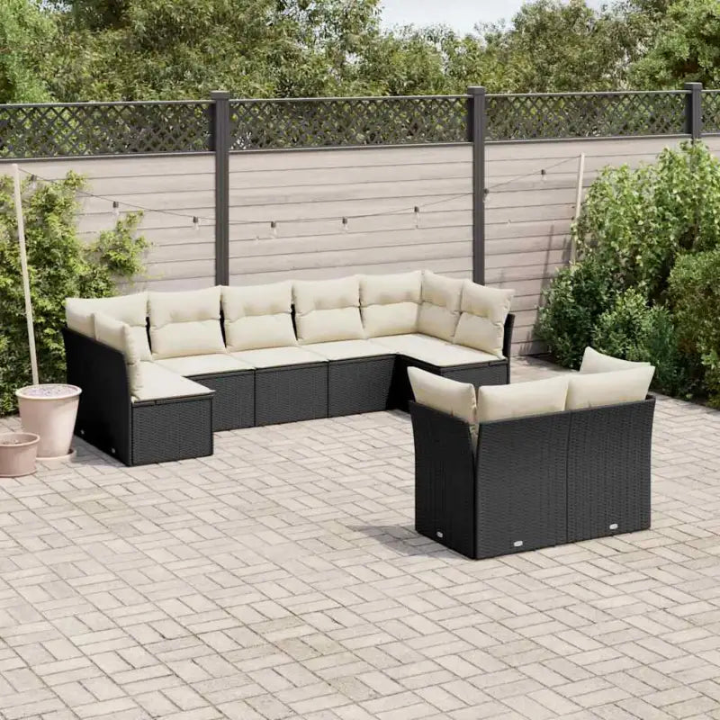 Lounge Tuinset van Poly Rattan Met Waterdichte Tas en Gepoedercoat Staal - Zwart en crème / Zonder tafel - Tuinsets