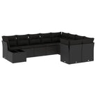 Lounge tuinset van poly rattan met zwart materiaal en gepoedercoat staal - Tuinsets