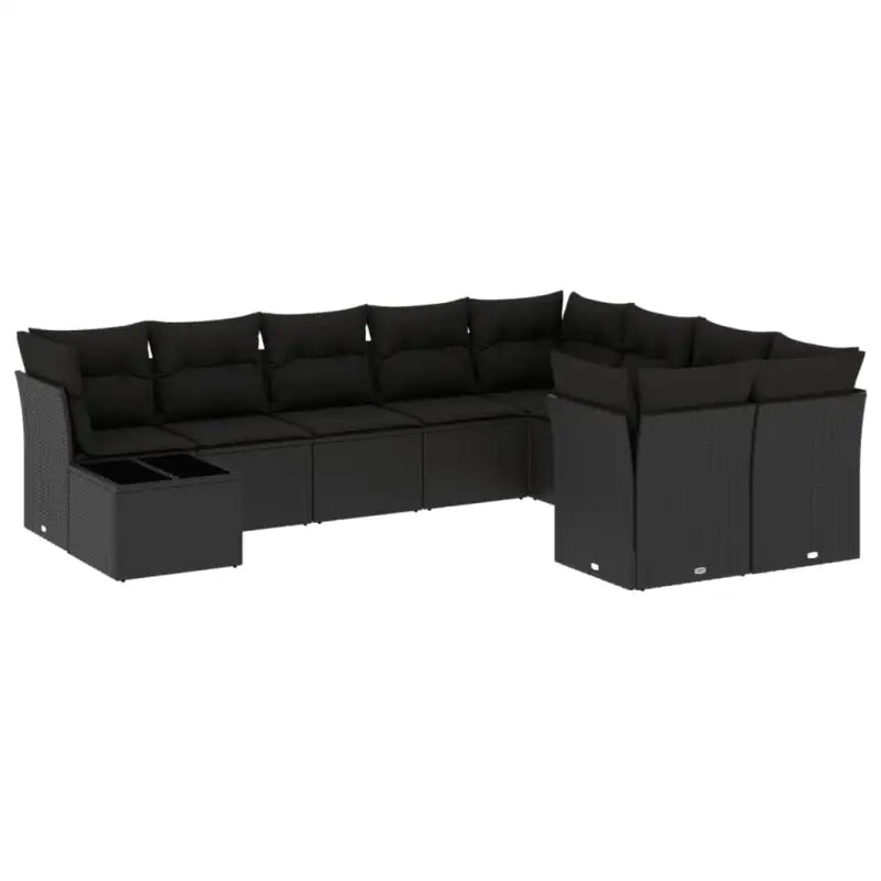 Lounge tuinset van poly rattan met zwart materiaal en gepoedercoat staal - Tuinsets