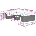 Lounge tuinset van poly rattan met zwart materiaal en gepoedercoat staal - Tuinsets