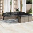 Lounge tuinset van poly rattan met zwart materiaal en gepoedercoat staal - Grijs / Zonder tafel - Tuinsets