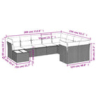 Lounge tuinset van poly rattan met zwart materiaal en gepoedercoat staal - Tuinsets