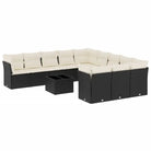 Lounge tuinset van poly rattan met zwart materiaal en gepoedercoat staal - Tuinsets