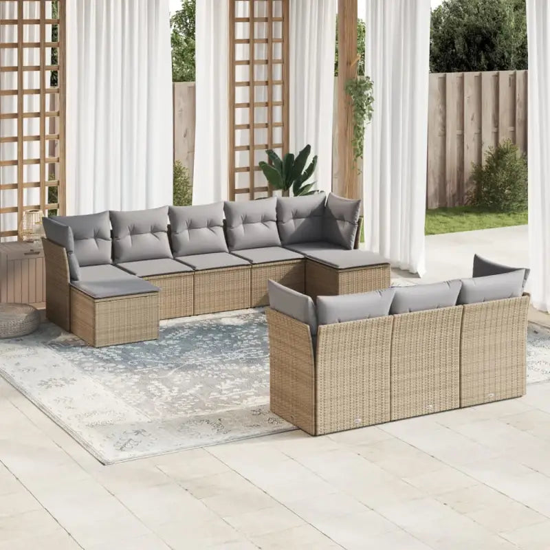 Lounge tuinset van waterdichte tas en beige materiaal van gepoedercoat staal - Beige en grijs / Zonder tafel - Tuinsets
