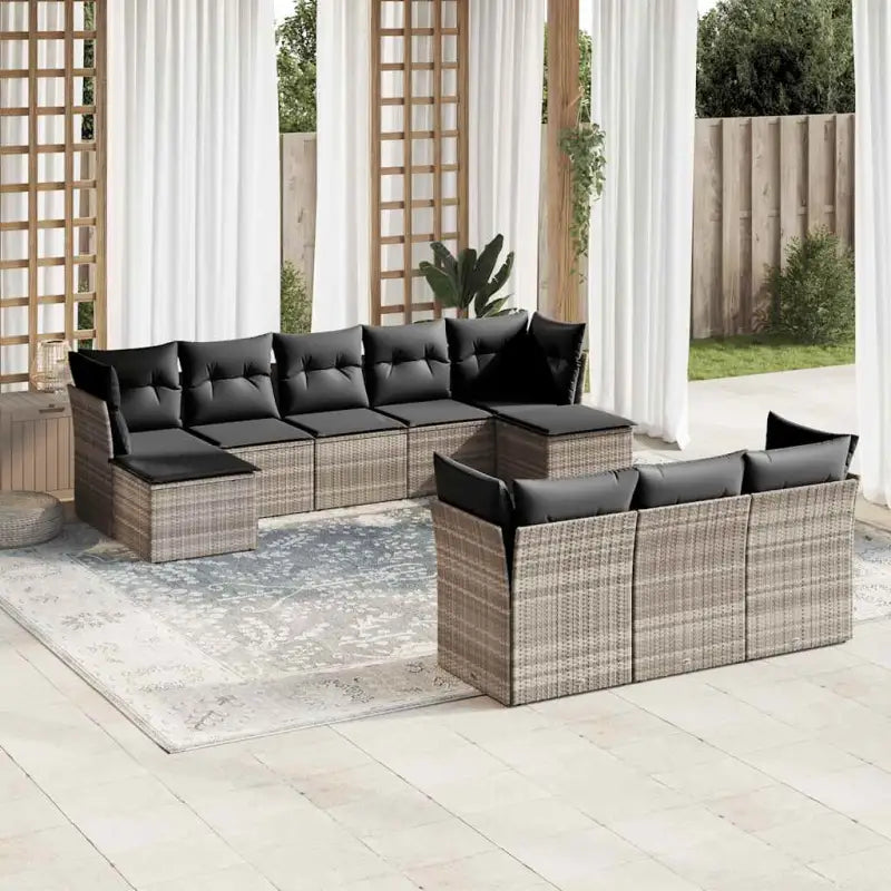 Lounge tuinset van waterdichte tas en beige materiaal van gepoedercoat staal - Lichtgrijs / Zonder tafel - Tuinsets