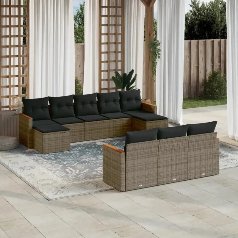 Lounge Tuinset van Zwart Gepoedercoat Staal met Comfortabele Afmetingen - Grijs / Zonder tafel - Tuinsets