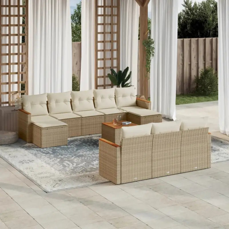 Lounge Tuinset van Zwart Gepoedercoat Staal met Comfortabele Afmetingen - Beige / Met tafel - Tuinsets