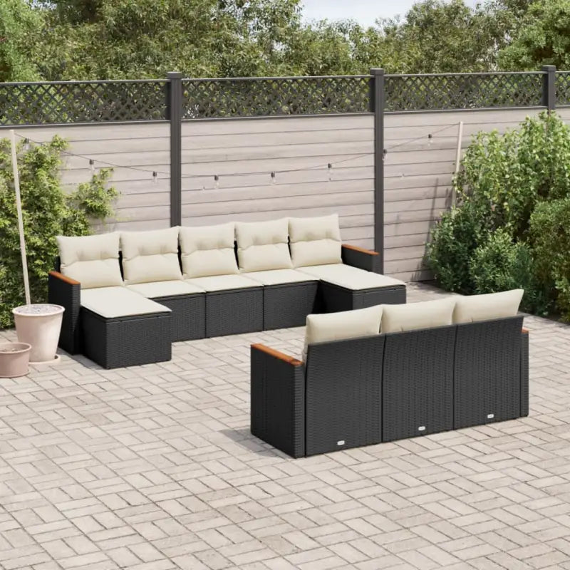 Lounge Tuinset van Zwart Gepoedercoat Staal met Comfortabele Afmetingen - Zwart en crème / Zonder tafel - Tuinsets