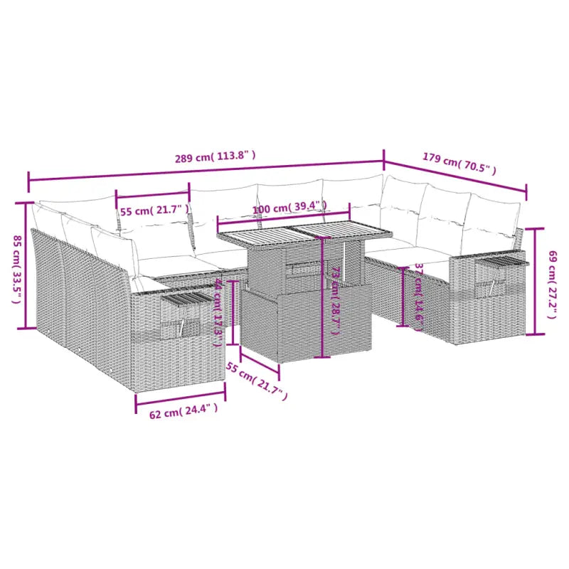 Lounge Tuinset van zwart gepoedercoat staal met ideale afmetingen - Tuinsets