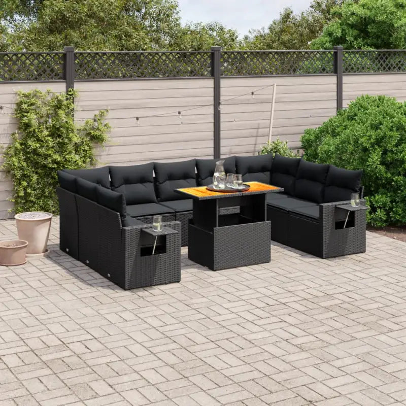 Lounge Tuinset van zwart gepoedercoat staal met ideale afmetingen - Zwart / 5x midden + 4x hoek + Tafel - Tuinsets