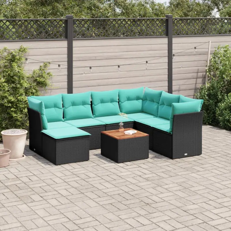 Lounge tuinset van zwart gepoedercoat staal met ideale afmetingen - Zwart / 3x hoek + Tafel + 3x midden - Tuinsets