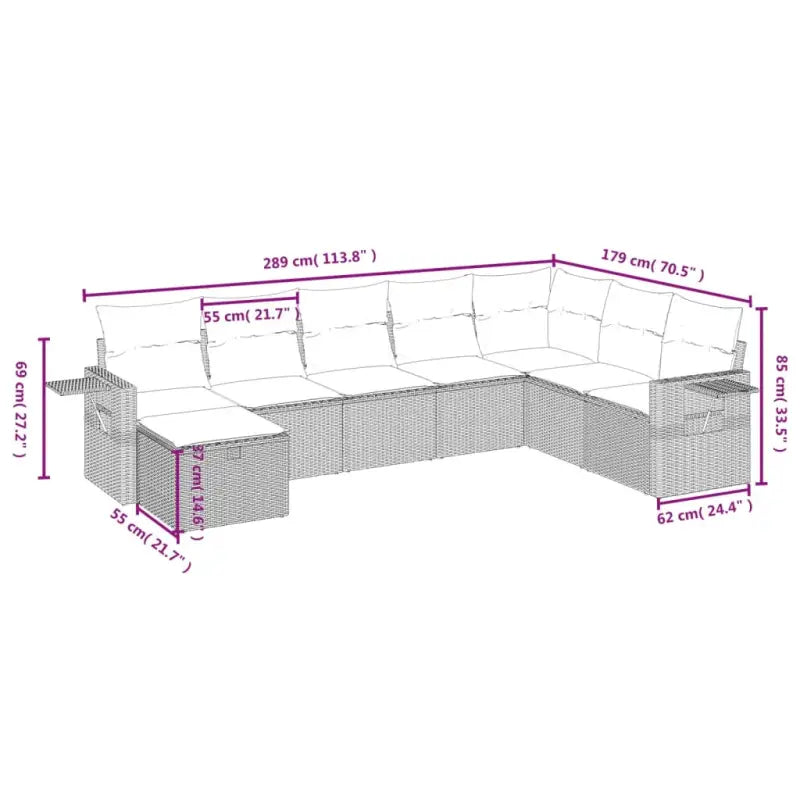 Lounge tuinset van zwart gepoedercoat staal met praktische afmetingen - Tuinsets