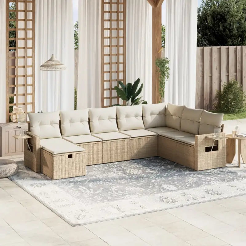 Lounge tuinset van zwart gepoedercoat staal met praktische afmetingen - beige en crèmekleurig / zonder opbergruimte
