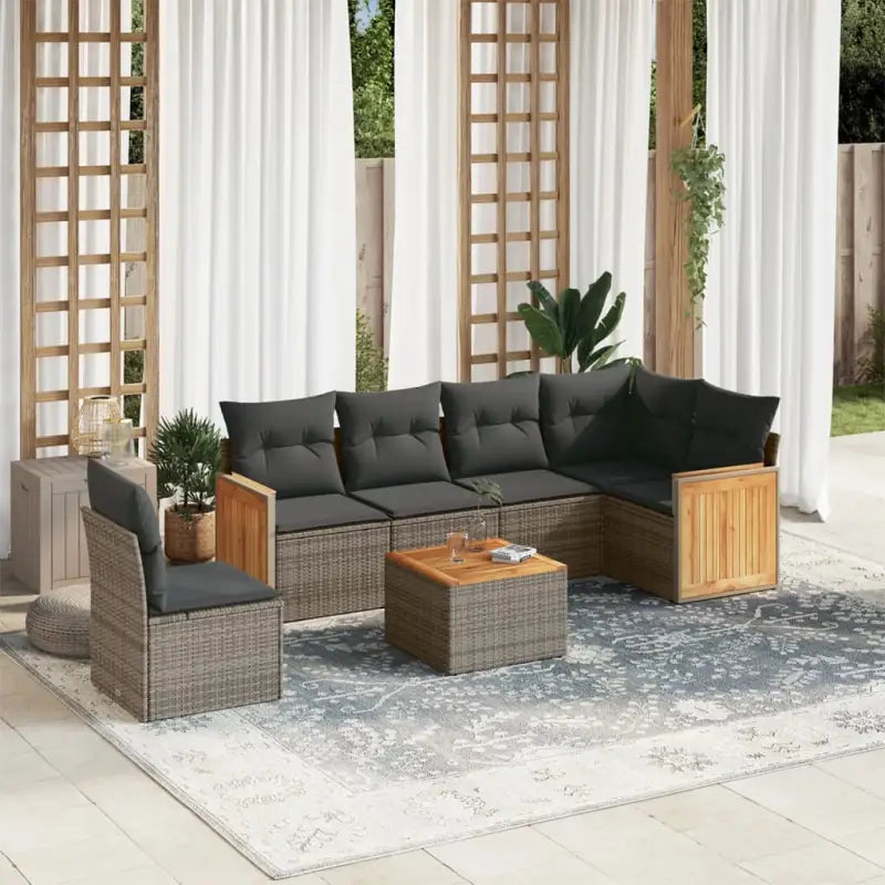Lounge tuinset van zwart gepoedercoat staal met rustige afmetingen - Grijs / Met tafel - Tuinsets