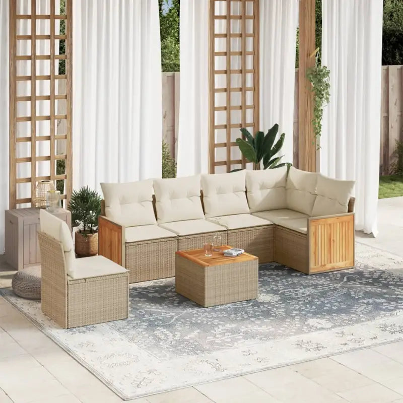 Lounge tuinset van zwart gepoedercoat staal met rustige afmetingen - beige en crèmekleurig / Met tafel - Tuinsets
