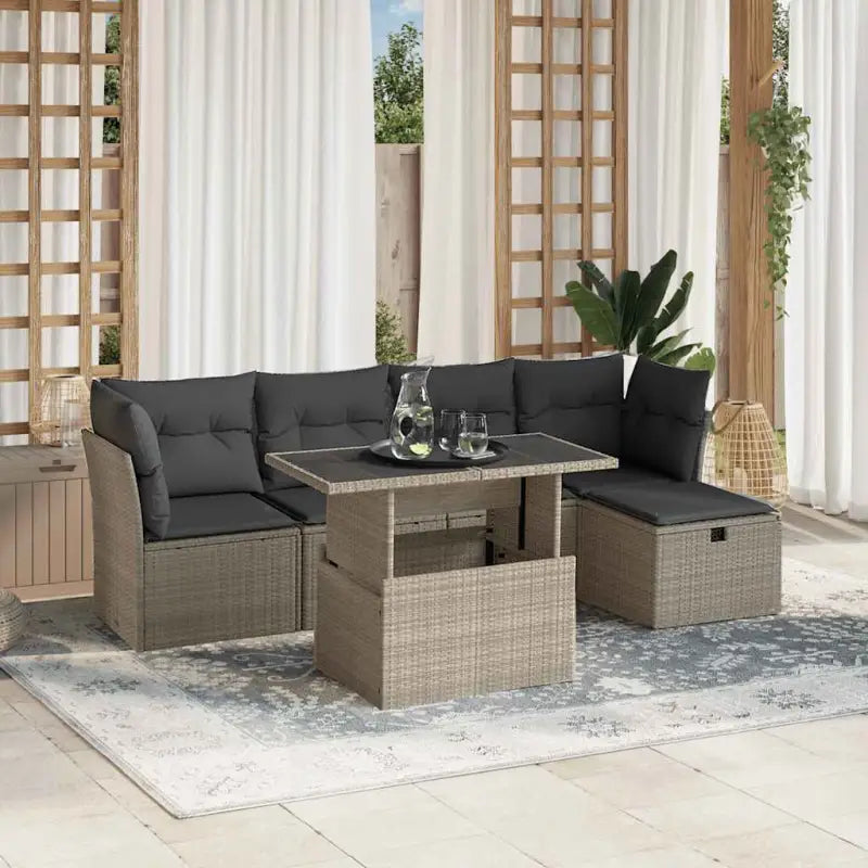 Lounge Tuinset van Zwart Gepoedercoat Staal voor Terras en Tuin - Lichtgrijs / zonder opbergruimte - Tuinsets