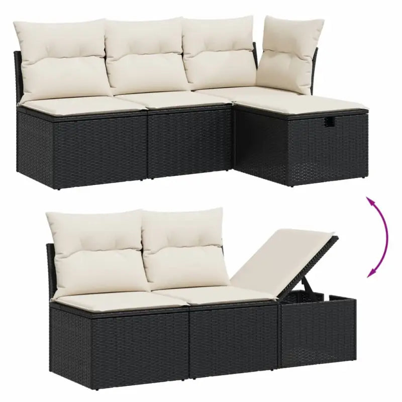 Lounge Tuinset van Zwart Gepoedercoat Staal voor Terras en Tuin - Tuinsets