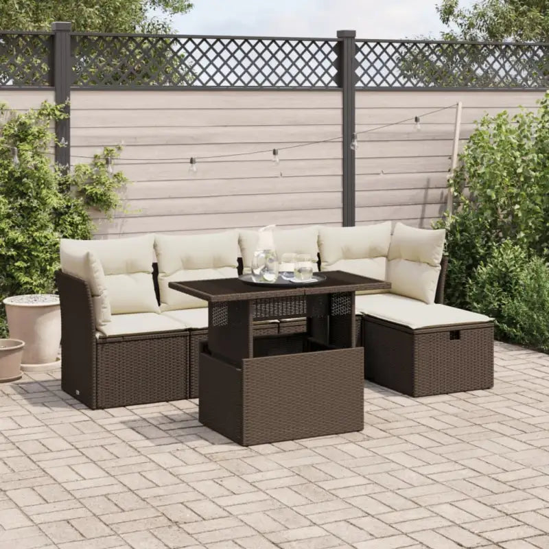 Lounge Tuinset van Zwart Gepoedercoat Staal voor Terras en Tuin - Bruin en crème / zonder opbergruimte - Tuinsets