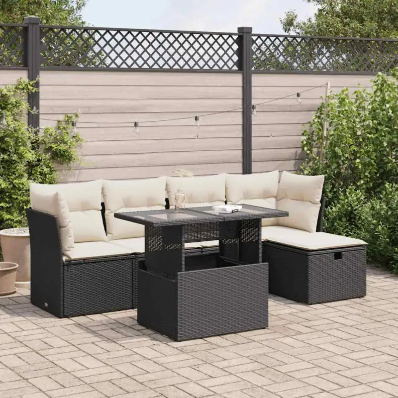 Lounge Tuinset van Zwart Gepoedercoat Staal voor Terras en Tuin - Zwart en crème / met opbergruimte - Tuinsets