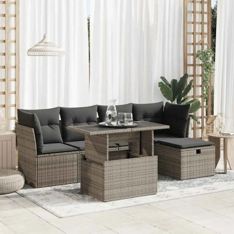 Lounge Tuinset van Zwart Gepoedercoat Staal voor Terras en Tuin - Grijs / met opbergruimte - Tuinsets
