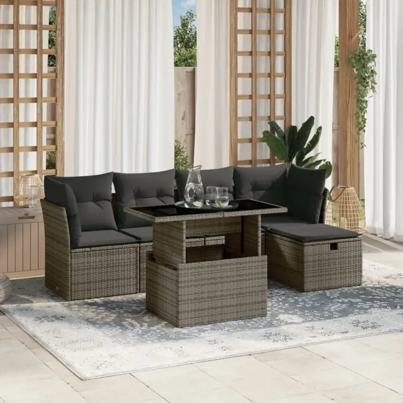 Lounge Tuinset van Zwart Gepoedercoat Staal voor Terras en Tuin - Grijs / zonder opbergruimte - Tuinsets