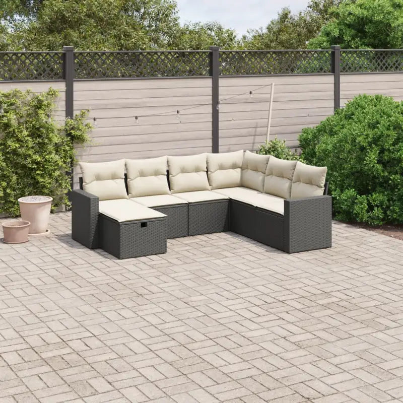 Lounge tuinset van zwart gepoedercoated staal met perfecte afmetingen - Zwart en crème / Zonder tafel - Tuinsets
