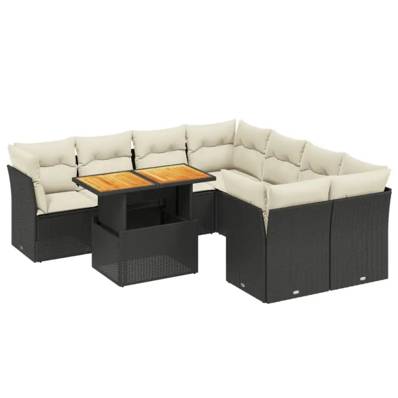 Lounge tuinset van zwart materiaal en gepoedercoat staal met afmetingen - Tuinsets