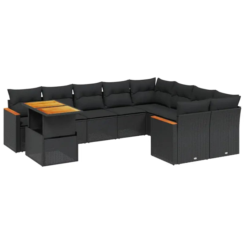 Lounge tuinset van zwart materiaal en gepoedercoat staal voor comfortabel buitenleven - Tuinsets