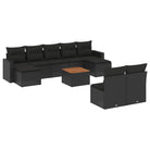 Lounge Tuinset van zwart materiaal en gepoedercoat staal met afmetingen - Tuinsets