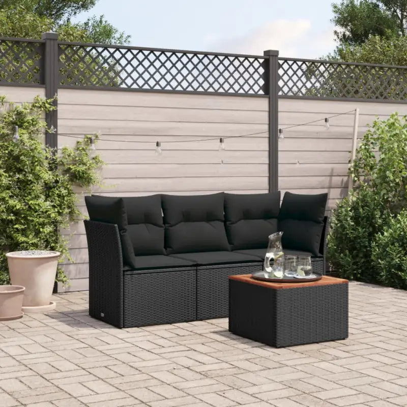 Lounge tuinset van zwart materiaal en gepoedercoat staal met comfortabele afmetingen - Tuinsets