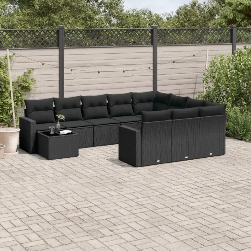 Lounge tuinset van zwart materiaal en gepoedercoat staal geschikt voor je terras - Zwart - Tuinsets