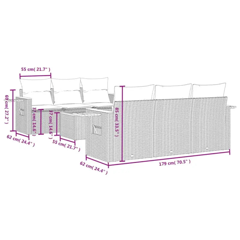 Lounge tuinset van zwart materiaal en gepoedercoat staal met poly rattan - Tuinsets