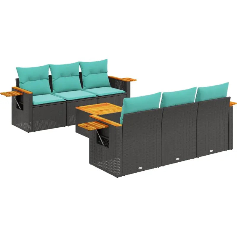 Lounge tuinset van zwart materiaal en gepoedercoat staal met poly rattan - Tuinsets