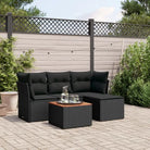 Lounge tuinset van zwart materiaal en gepoedercoat staal met ruime afmetingen - Zwart - Tuinsets