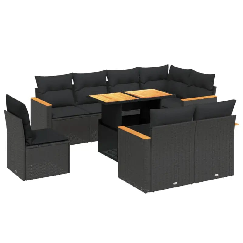 Lounge tuinset van zwart materiaal en gepoedercoat staal voor buiten - Tuinsets