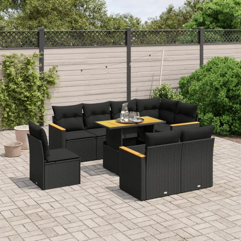 Lounge tuinset van zwart materiaal en gepoedercoat staal voor buiten - Zwart / zonder opbergruimte - Tuinsets