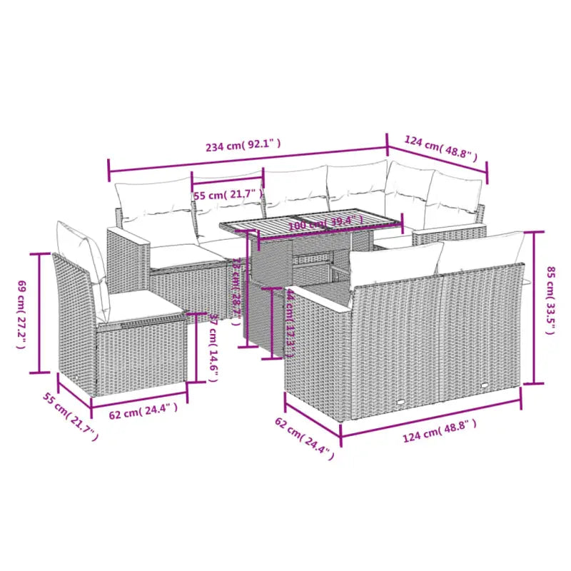 Lounge tuinset van zwart materiaal en gepoedercoat staal voor buiten - Tuinsets