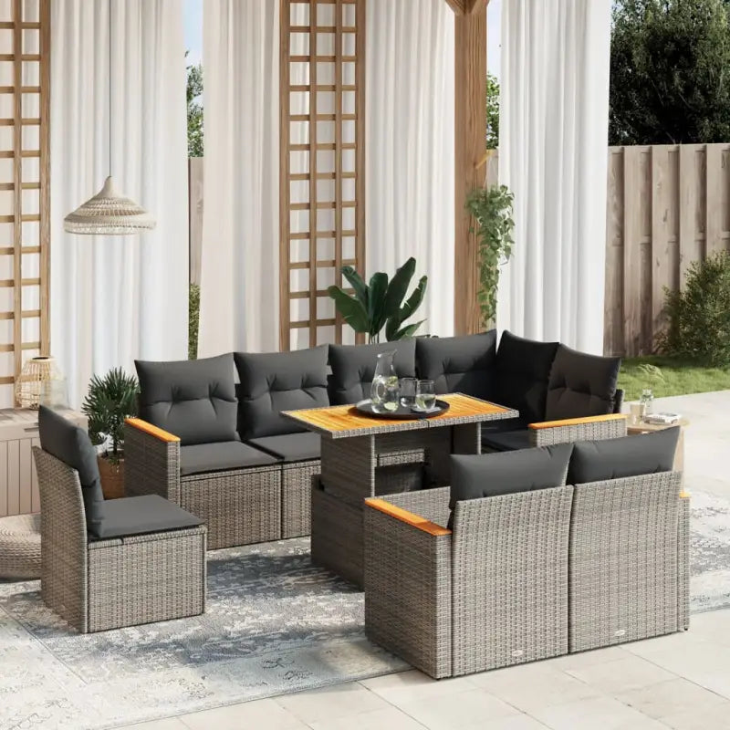 Lounge tuinset van zwart materiaal en gepoedercoat staal voor buiten - Grijs / zonder opbergruimte - Tuinsets