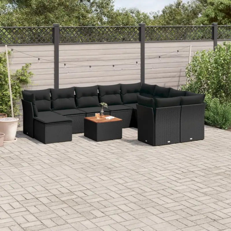 Lounge Tuinset van Zwart Materiaal met Gepoedercoat Staal Afmetingen - Zwart - Tuinsets