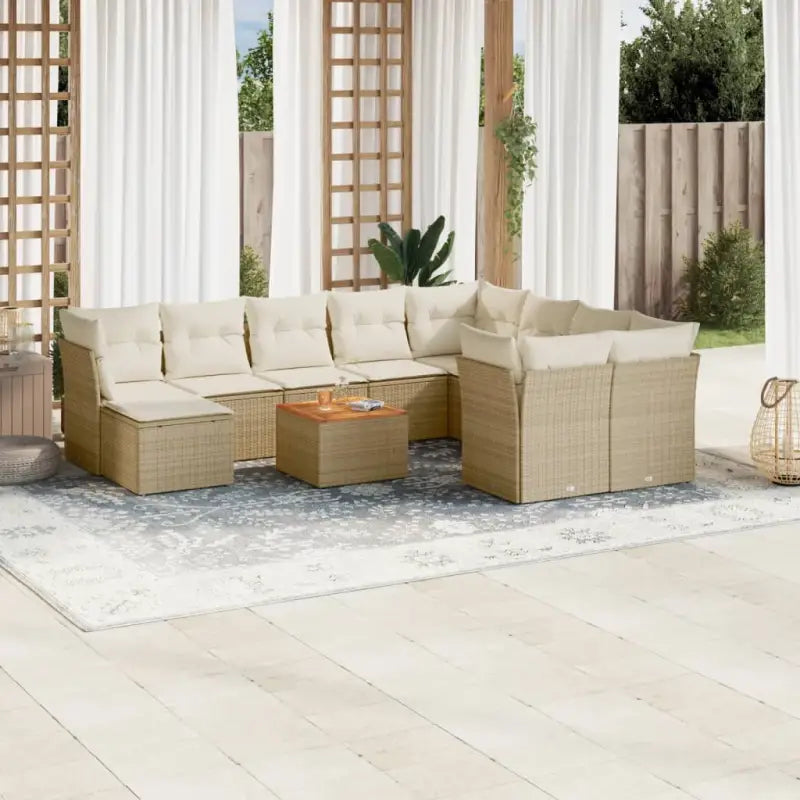 Lounge Tuinset van Zwart Materiaal met Gepoedercoat Staal Afmetingen - beige en crèmekleurig - Tuinsets
