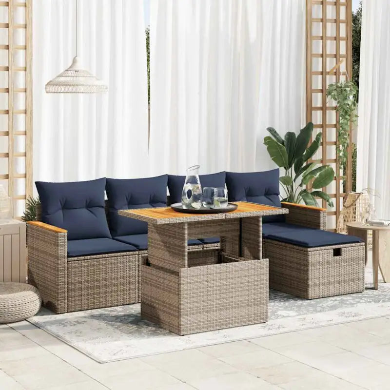 Lounge Tuinset van zwart materiaal met gepoedercoat staal afmetingen - Grijs / met opbergruimte - Tuinsets