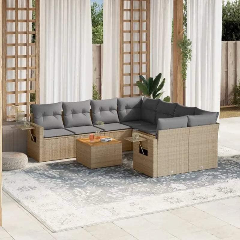 Lounge Tuinset van zwart materiaal met waterdichte tas en gepoedercoat staal - Beige en grijs - Tuinsets