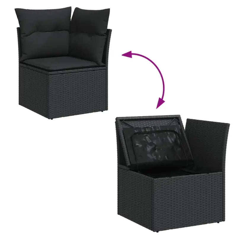 Lounge Tuinset van zwart materiaal met waterdichte tas en gepoedercoat staal - Tuinsets