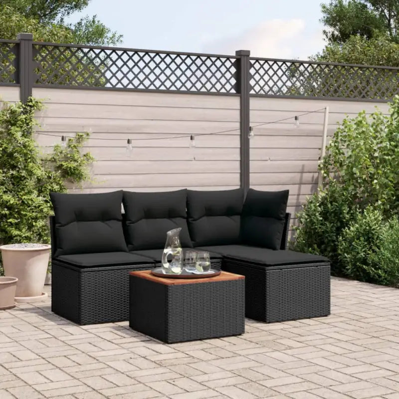 Lounge Tuinset van zwart materiaal met waterdichte tas en gepoedercoat staal - Zwart - Tuinsets