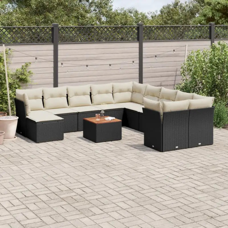 Lounge Tuinset Zwart met Waterdichte Tas en Gepoedercoat Staal - Zwart en crème - Tuinsets